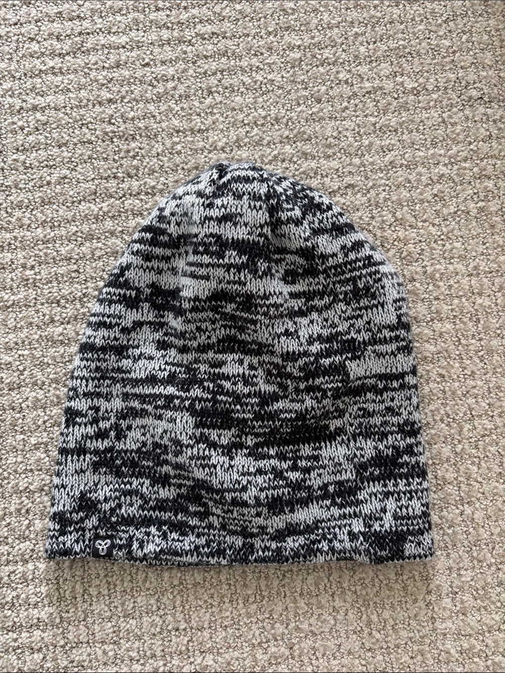 TNA Black & White Marled Knit Beanie Hat